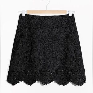 Forever 21 Black Floral Lace A-Line Skirt
